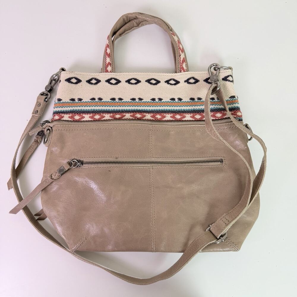The Sak Brea Convertible Tote Crossbody Satchel Taupe Leather Southwestern Woven